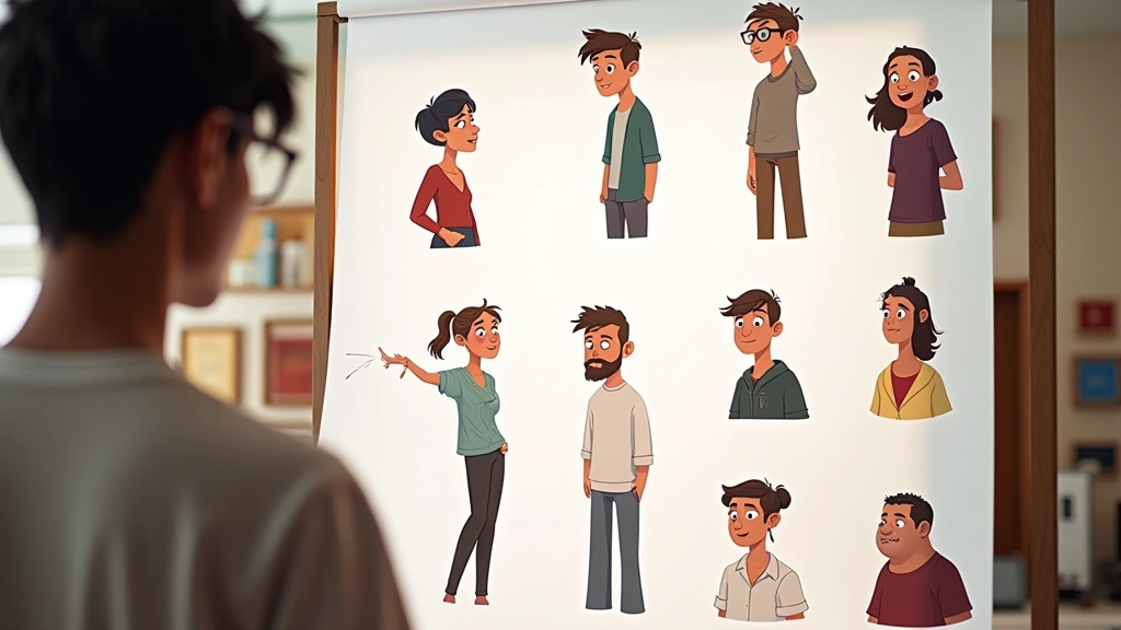 Character design variations generated with AI tools maintaining studio's unique visual identity and proportions